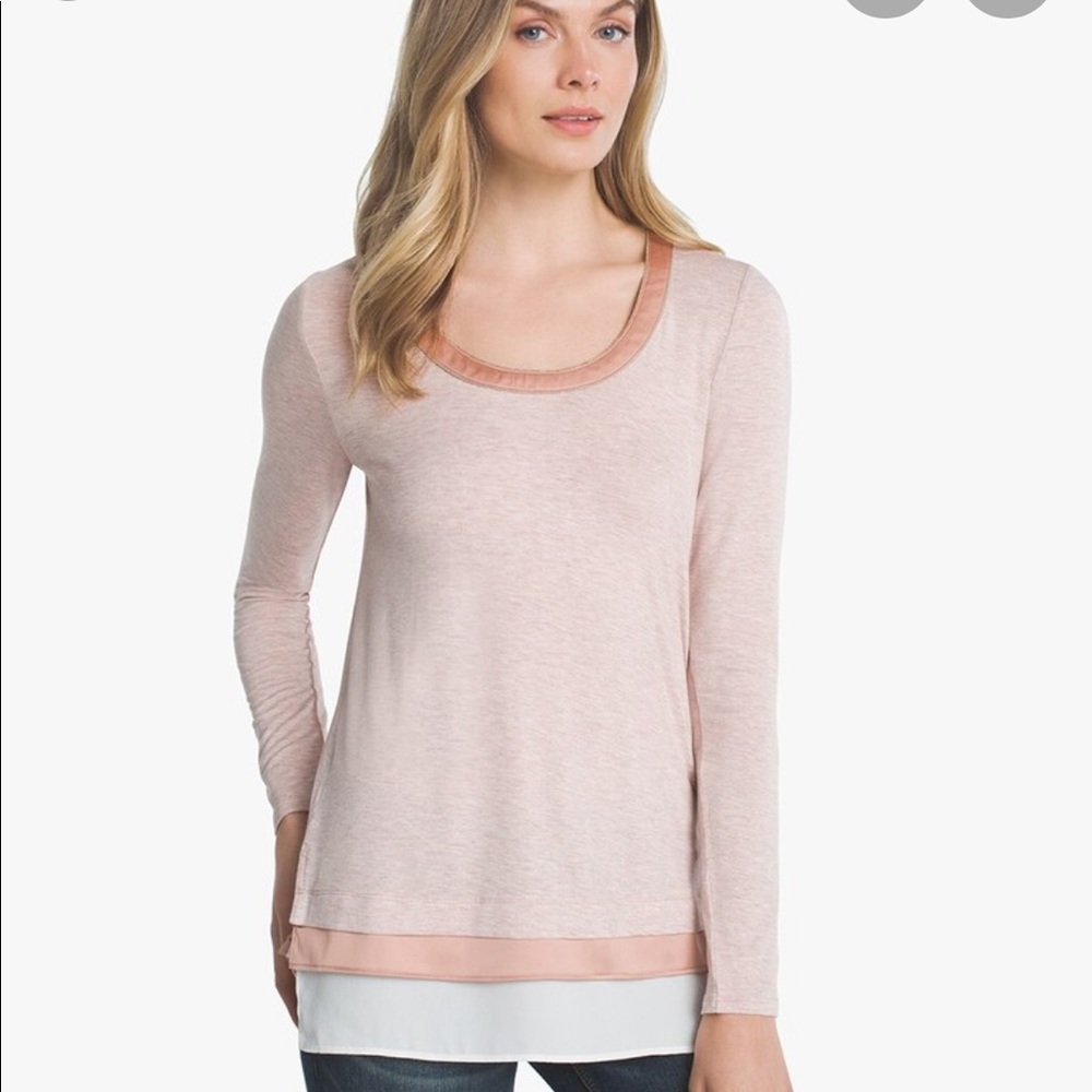 WHBM Light Pink Ball Chain Long Sleeve Tee